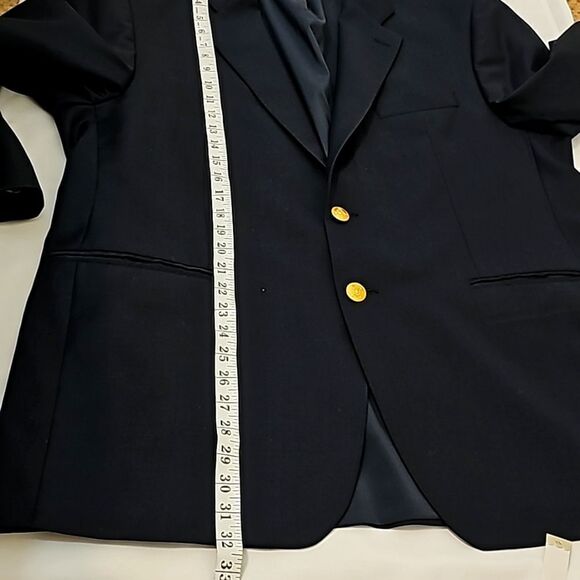 - Lauren Ralph Lauren Mens Navy Blue Blazer Gold Tone Buttons Size 44R - Picture 7 of 13
